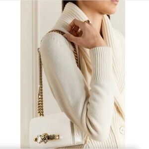 Alexander McQueen Ivory Croc Embossed Mini Jewelled Satchel Bag NEW!